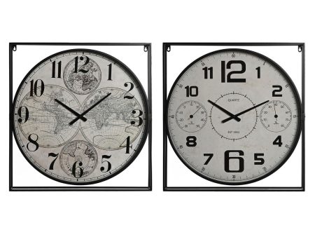 Wall Clock Home ESPRIT White Black Metal MDF Wood 62 x 6 x 65 cm (2 Units) Discount