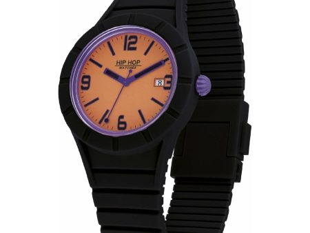 Men s Watch Hip Hop HWU1082 Black Orange Online Hot Sale