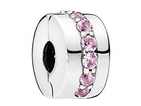 Woman s charm link Pandora PINK SPARKLING ROW CLIP Online Sale