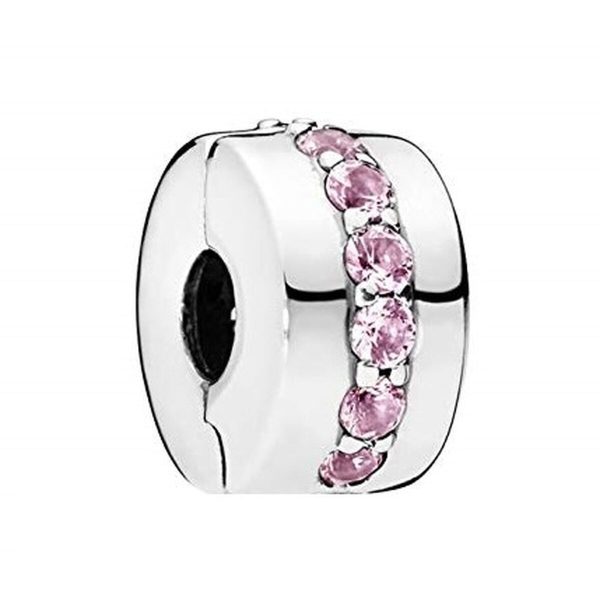 Woman s charm link Pandora PINK SPARKLING ROW CLIP Online Sale