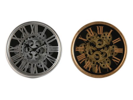 Wall Clock Home ESPRIT Black Golden Silver Metal Crystal 25 x 6,3 x 25 cm (2 Units) For Sale