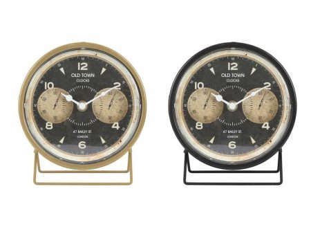 Table clock DKD Home Decor 12 x 5 x 14 cm Black Golden Iron PVC Vintage (2 Units) Fashion