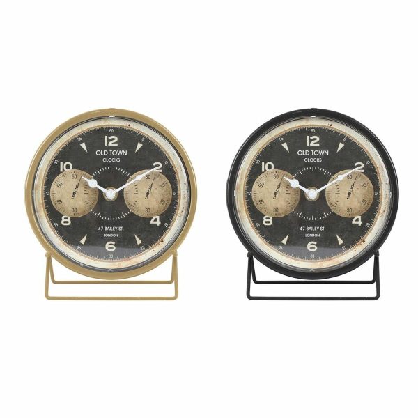 Table clock DKD Home Decor 12 x 5 x 14 cm Black Golden Iron PVC Vintage (2 Units) Fashion