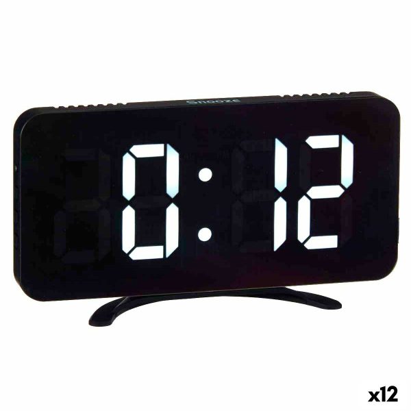 Table-top Digital Clock Black ABS 15,7 x 7,7 x 1,5 cm (12 Units) on Sale