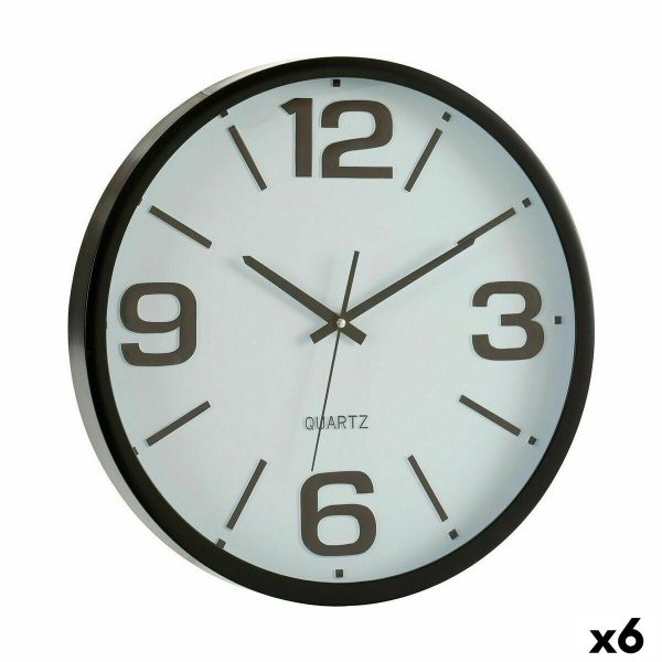 Wall Clock White Black Crystal Plastic 40 x 5 x 40 cm (6 Units) Discount