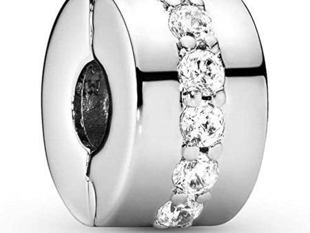 Woman s charm link Pandora CLEAR SPARKLING ROW CLIP Sale