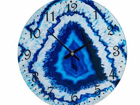 Wall Clock Marble Blue Crystal 30 x 4 x 30 cm (4 Units) Hot on Sale