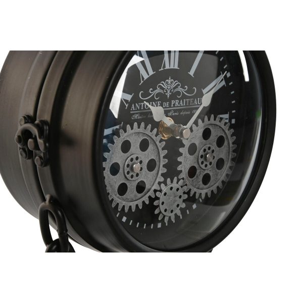 Table clock Home ESPRIT Black Silver Metal Crystal 18 x 17 x 33 cm For Discount