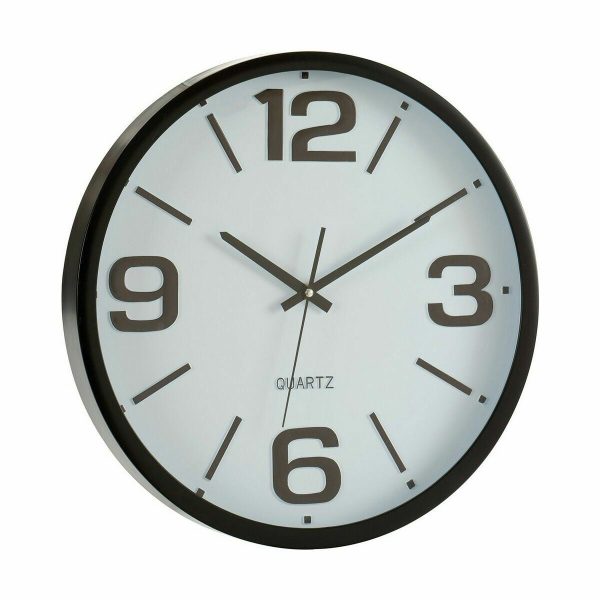 Wall Clock White Black Crystal Plastic 40 x 5 x 40 cm (6 Units) Discount