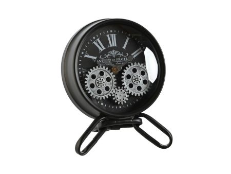 Table clock Home ESPRIT Black Silver Metal Crystal 16,5 x 11 x 21 cm For Discount