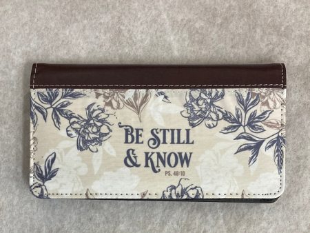 BE STILL & KNOW TAN FLORAL CHECKBOOK COVER-6502 Hot on Sale